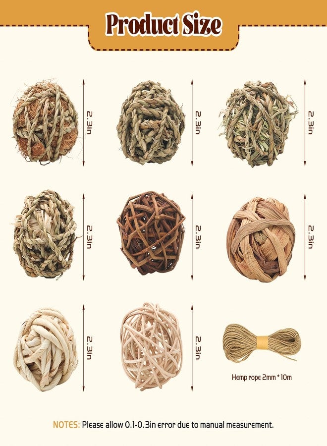 Bac-kitchen 17 Pcs Bunny Chew Grass Balls, Hangable Natural Handmade Enrichment Toys for Teeth Grinding, Enrichment Treats for Rodents Rabbits Guinea Pigs Chinchillas Hamsters Mice, Rolling Chew Toys (2.4") - Image 2